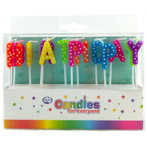 Candle Happy B'day Bright Polka Dots Pack of 5 #442601