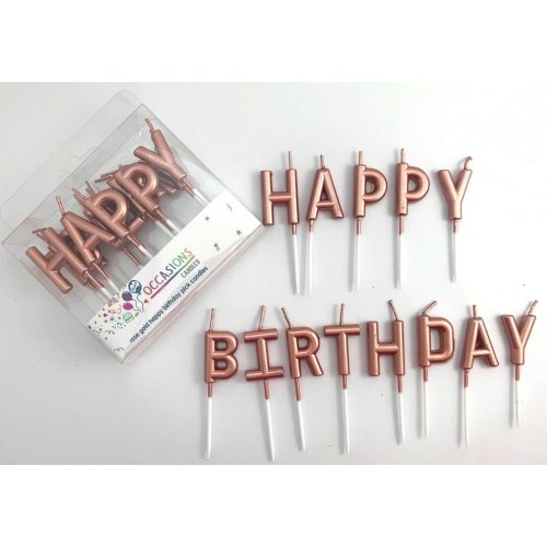 Candle Happy Birthday Pick Metallic Rose Gold #442612