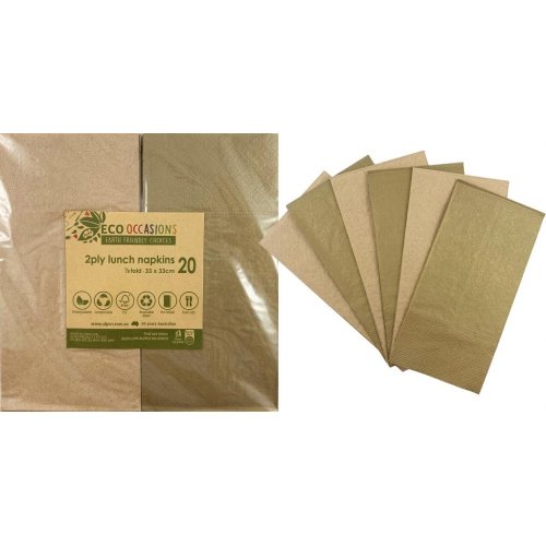 Napkins Lunch 1/8 Fold GOLD & KRAFT P20 #AP401611