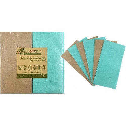 Napkins Lunch 1/8 Fold MINT GREEN & KRAFT P20 #AP401615