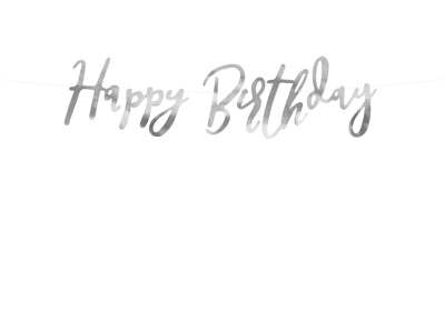 62cm Banner - Happy BIRTHDAY Silver Cursive #FS26018MS