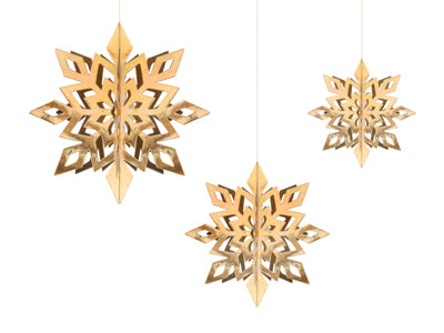 Hanging Paper SNOWFLAKE Gold 6pc 15cm-25cm #FS26C4019