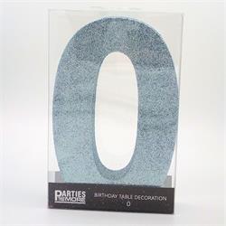 Centrepiece Foam Glitter Number 0 Light Blue #PM630300-LB - Each