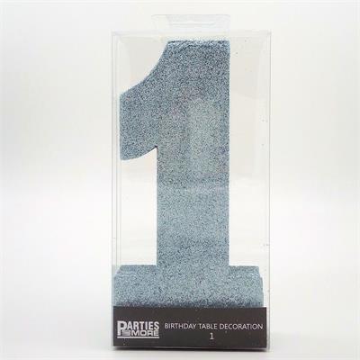 Centrepiece Foam Glitter Number 1 Light Blue #PM630301-LB - Each