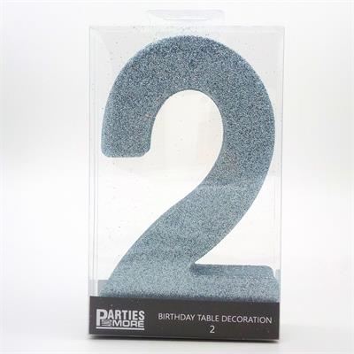 Centrepiece Foam Glitter Number 2 Light Blue #PM630302-LB - Each