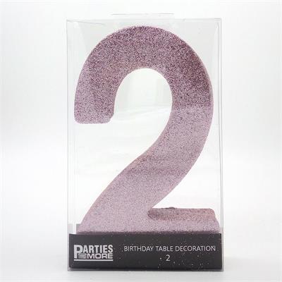 Centrepiece Foam Glitter Number 2 Light Pink #PM630302-LP - Each