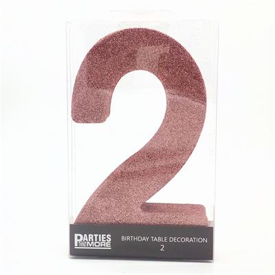 Centrepiece Foam Glitter Number 2 Rose Gold #PM630302-RG - Each