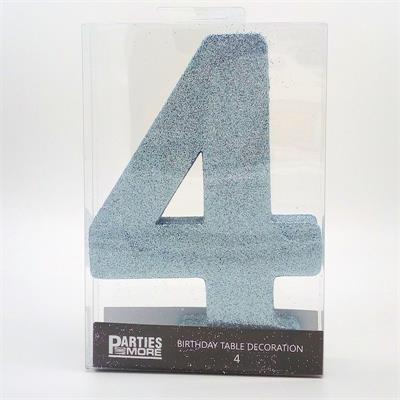 Centrepiece Foam Glitter Number 4 Light Blue #PM630304-LB - Each