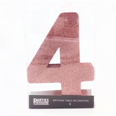 Centrepiece Foam Glitter Number 4 Rose Gold #PM630304-RG - Each