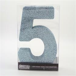 Centrepiece Foam Glitter Number 5 Light Blue #PM630305-LB - Each