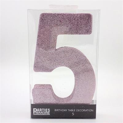 Centrepiece Foam Glitter Number 5 Light Pink #PM630305-LP - Each