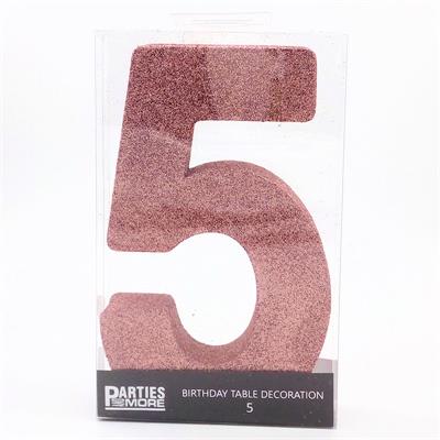 Centrepiece Foam Glitter Number 5 Rose Gold #PM630305-RG - Each