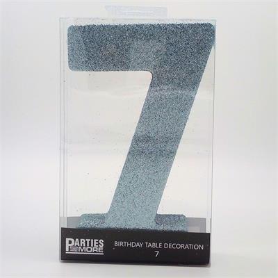 Centrepiece Foam Glitter Number 7 Light Blue #PM630307-LB - Each