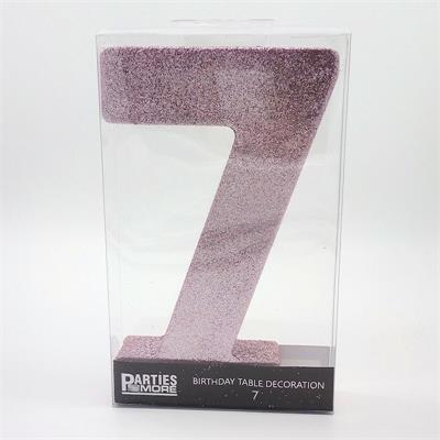 Centrepiece Foam Glitter Number 7 Light Pink #PM630307-LP - Each