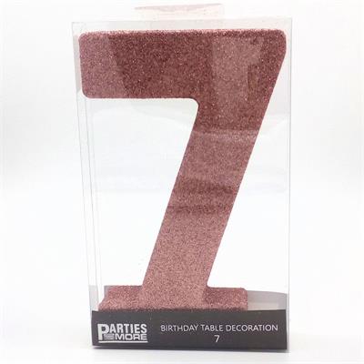 Centrepiece Foam Glitter Number 7 Rose Gold #PM630307-RG - Each