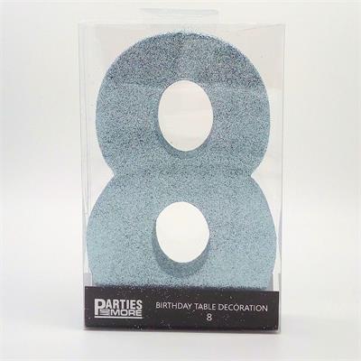 Centrepiece Foam Glitter Number 8 Light Blue #PM630308-LB - Each