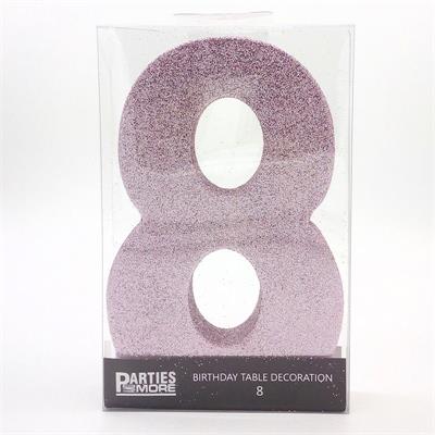 Centrepiece Foam Glitter Number 8 Light Pink #PM630308-LP - Each