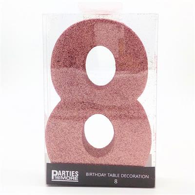 Centrepiece Foam Glitter Number 8 Rose Gold #PM630308-RG - Each