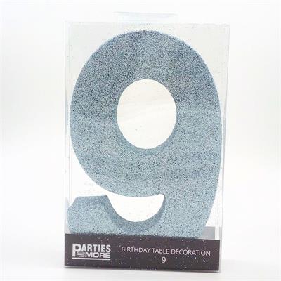 Centrepiece Foam Glitter Number 9 Light Blue #PM630309-LB - Each