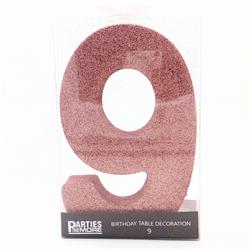 Centrepiece Foam Glitter Number 9 Rose Gold #PM630309-RG - Each