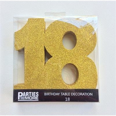 Centrepiece Foam Glitter Number 18 Gold #22CP18G - Each