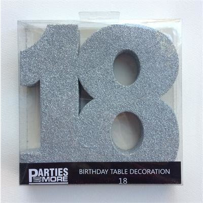 Centrepiece Foam Glitter Number 18 Silver #22CP18S - Each