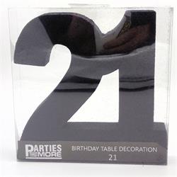 Centrepiece Foam Glitter Number 21 Black #PM630321-BK - Each