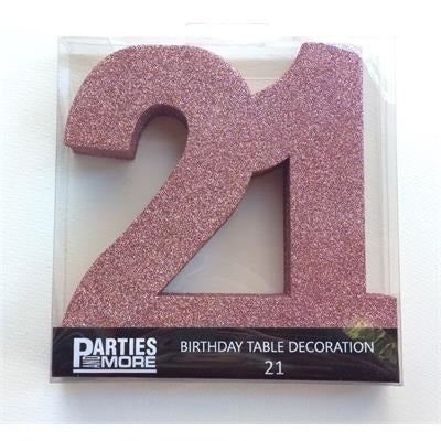 Centrepiece Foam Glitter Number 21 Rose Gold #22CP21RG - Each