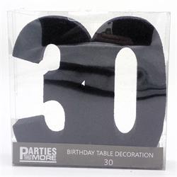 Centrepiece Foam Glitter Number 30 Black #PM630330-BK - Each