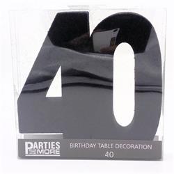 Centrepiece Foam Glitter Number 40 Black #PM630340-BK - Each