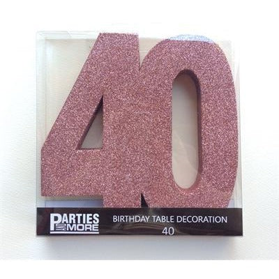 Centrepiece Foam Glitter Number 40 Rose Gold #22CP40RG - Each