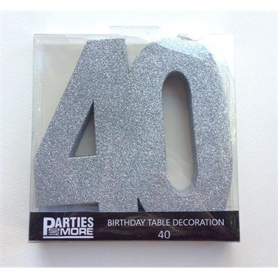 Centrepiece Foam Glitter Number 40 Silver #22CP40S - Each