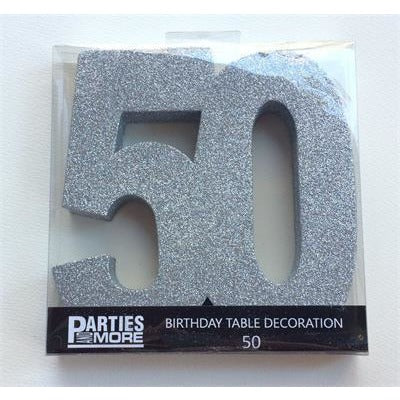 Centrepiece Foam Glitter Number 50 Silver #22CP50S - Each