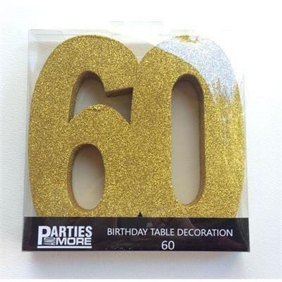 Centrepiece Foam Glitter Number 60 Gold #22CP60G - Each