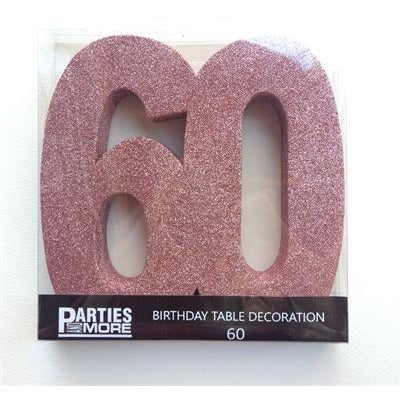 Centrepiece Foam Glitter Number 60 Rose Gold #22CP60RG - Each