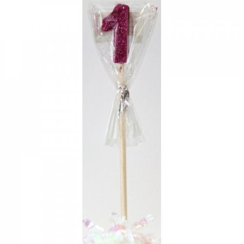 Long Stick Candle ONE Pink Glitter #447501 Each