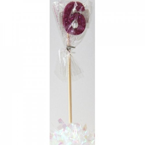 Long Stick Candle SIX Pink Glitter #447506 Each