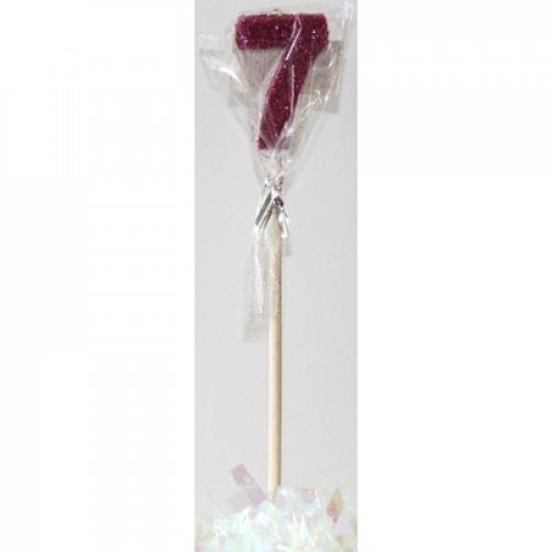 Long Stick Candle SEVEN Pink Glitter #447507 Each