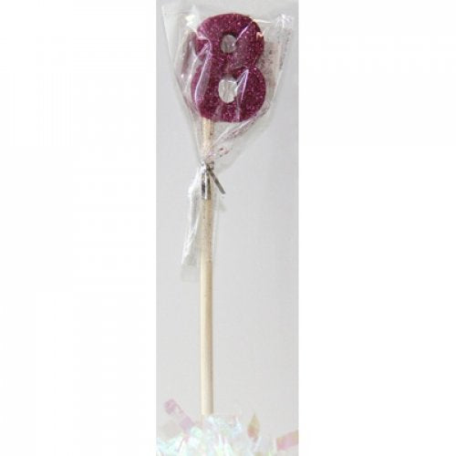 Long Stick Candle EIGHT Pink Glitter #447508 Each