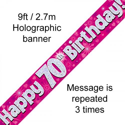 2.7m BANNER Pink BIRTHDAY 70th #AP109424