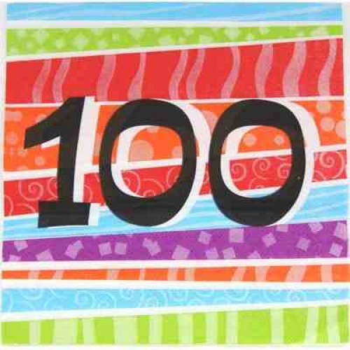 Napkins PRINTED Age 100 - P25 #360020