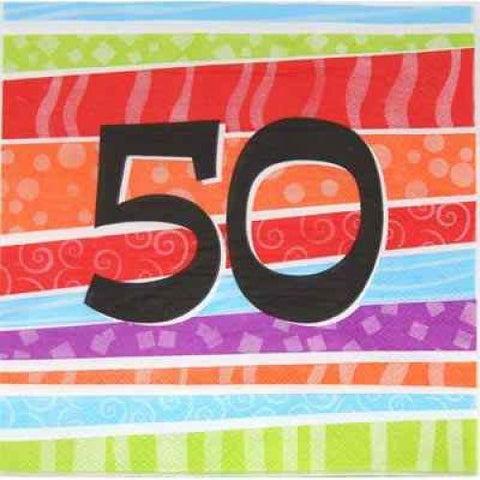 Napkins PRINTED Age 50 - P25 #360015