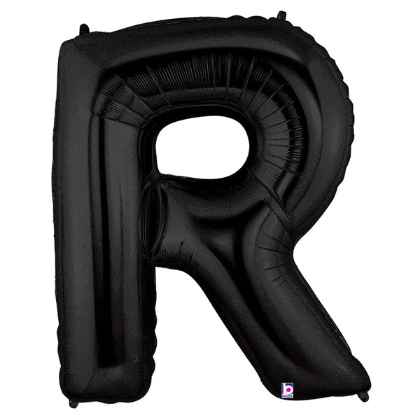 100cm Letter Foil Letter R BLACK - Each (Pkgd.)