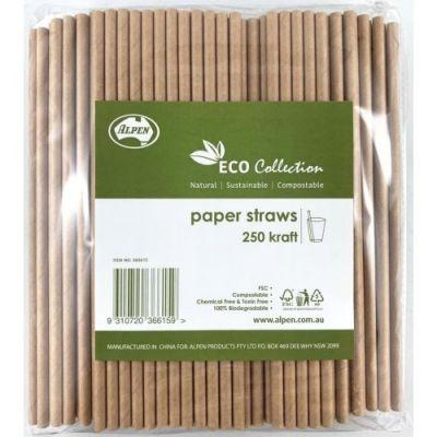 STRAWS Kraft Paper 205mm x 6mm Pack of 250 #AP360615