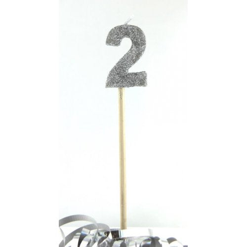 Long Stick Candle TWO Silver #447902 Each