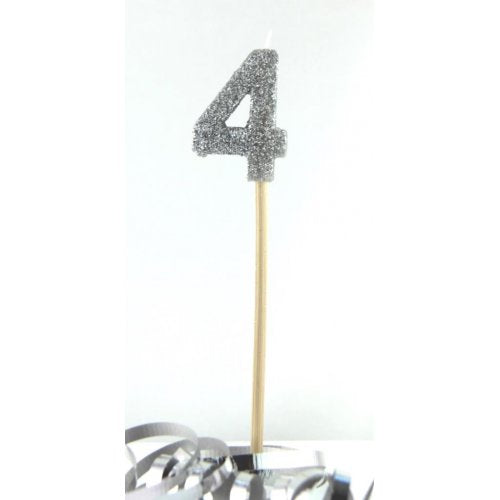 Long Stick Candle FOUR Silver #447904 Each