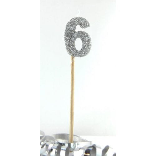 Long Stick Candle SIX Silver #447906 Each