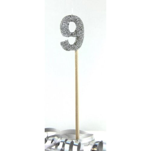 Long Stick Candle NINE Silver #447909 Each