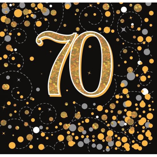 Sparkling Fizz BLACK 70th Napkins 33cm #AP636019