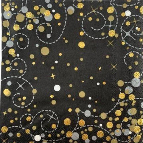 Sparkling Fizz BLACK Napkins 33cm #AP635937